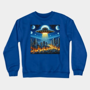 Urban Encounter: The City’s Celestial Visitor Crewneck Sweatshirt